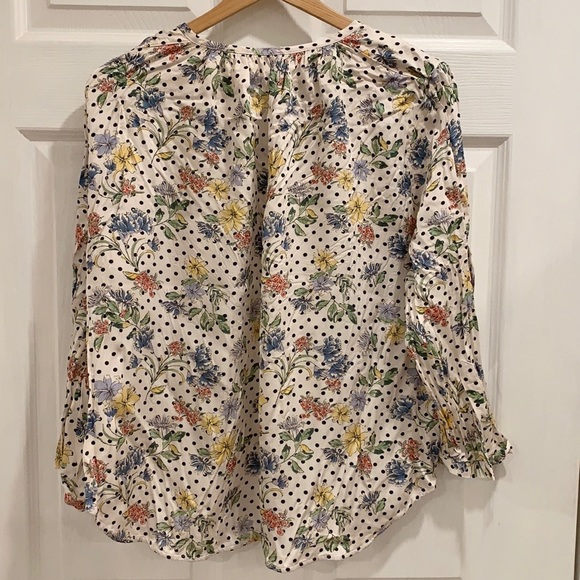 Anthro dRA Los Angelos White Polka Dot Floral Shirt - Picture 5 of 13